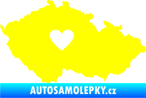 Samolepka Mapa České republiky 002 srdce žlutá citron