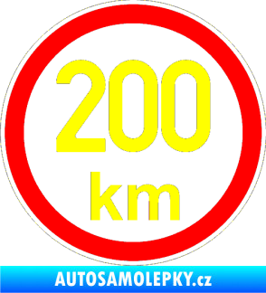 Samolepka Maximální rychlost 200km - nejvyšší konstrukční rychlost žlutá citron