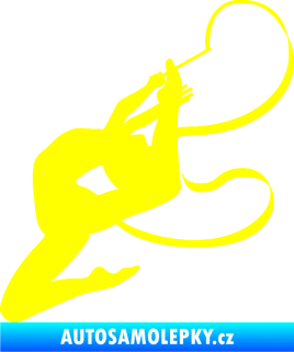 Samolepka Moderní gymnastika 001 levá gymnastka se stuhou žlutá citron