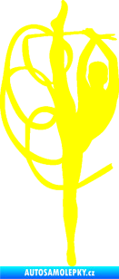 Samolepka Moderní gymnastika 002 levá gymnastka se stuhou žlutá citron
