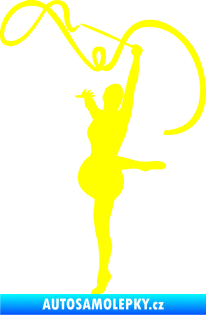 Samolepka Moderní gymnastika 003 levá gymnastka se stuhou žlutá citron