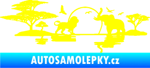 Samolepka Motiv Afrika levá -  zvířata u vody žlutá citron