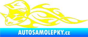 Samolepka Motorka 011 levá helma na motokros v plamenech žlutá citron
