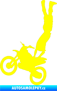 Samolepka Motorka 019 levá motokros freestyle akrobacie na motorce žlutá citron