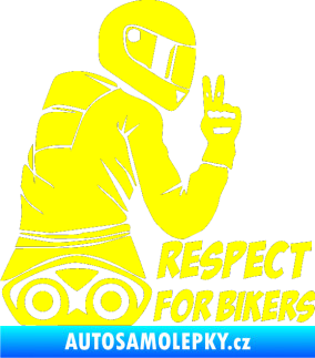 Samolepka Motorkář 003 pravá respect for bikers nápis žlutá citron