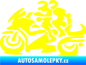 Samolepka Motorkář 009 levá se spolujezdcem žlutá citron