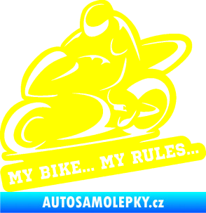 Samolepka Motorkář 012 levá s textem žlutá citron