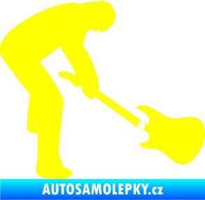 Samolepka Music 007 pravá rocker s kytarou žlutá citron