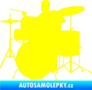 Samolepka Music 011 levá hráč na bicí žlutá citron