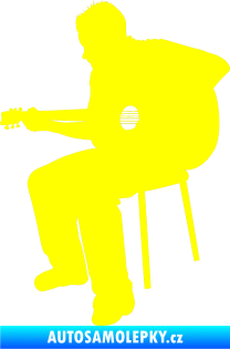 Samolepka Music 012 levá  kytarista žlutá citron