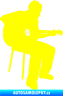 Samolepka Music 012 pravá  kytarista žlutá citron