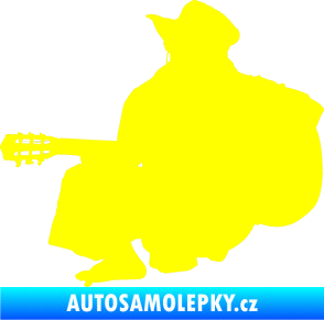 Samolepka Music 014 levá hráč na kytaru žlutá citron