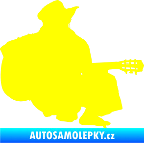 Samolepka Music 014 pravá hráč na kytaru žlutá citron