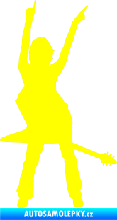 Samolepka Music 016 pravá rockerka s kytarou žlutá citron