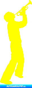 Samolepka Music 022 pravá hráč na trubku žlutá citron