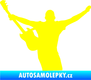 Samolepka Music 024 levá kytarista rocker žlutá citron