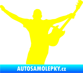 Samolepka Music 024 pravá kytarista rocker žlutá citron