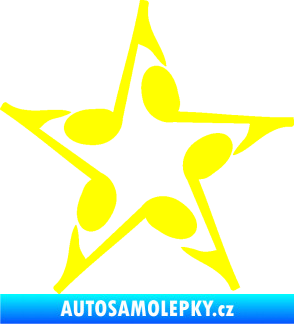 Samolepka Music hvězda z not žlutá citron