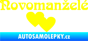 Samolepka Novomanželé 001 nápis se srdíčky žlutá citron