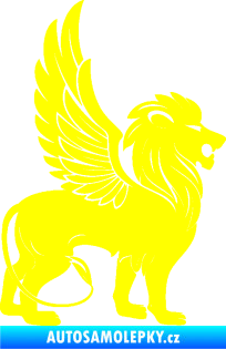 Samolepka Okřídlený lev 001 pravá mytické zvíře žlutá citron
