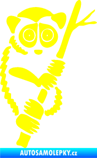 Samolepka Opice 004 pravá lemur na stromě žlutá citron
