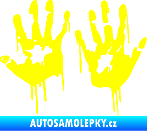 Samolepka Otisk rukou 001 levá krvavý žlutá citron