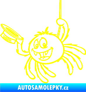 Samolepka Pavouk 022 levá s kloboučkem žlutá citron