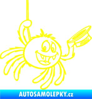 Samolepka Pavouk 022 pravá s kloboučkem žlutá citron