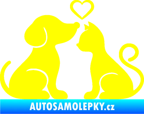 Samolepka Pejsek a kočička 001 levá žlutá citron