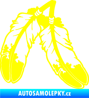 Samolepka Peříčka 003 pravá indiánský motiv žlutá citron