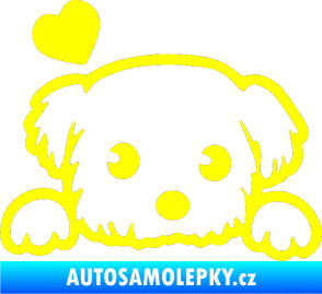 Samolepka Pes 057 levá se srdíčkem žlutá citron