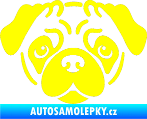 Samolepka Pes 067 Mopsík žlutá citron
