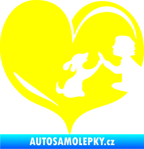 Samolepka Pes 103 pravá dej pac srdce žlutá citron