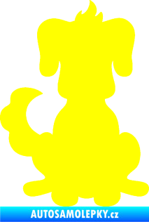 Samolepka Pes 113 levá kreslená silueta žlutá citron