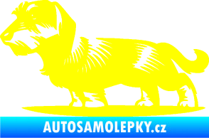 Samolepka Pes 133 levá drsnosrstý jezevčík žlutá citron