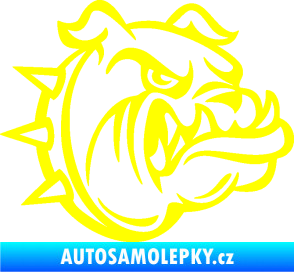 Samolepka Pes 171 pravá rozzuřený buldok žlutá citron