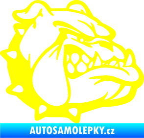 Samolepka Pes 174 pravá rozzuřený buldok žlutá citron