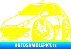 Samolepka Peugeot 206 karikatura levá žlutá citron