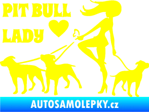 Samolepka Pit Bull lady levá žlutá citron