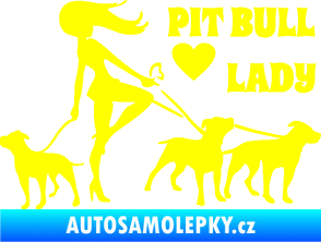 Samolepka Pit Bull lady pravá žlutá citron
