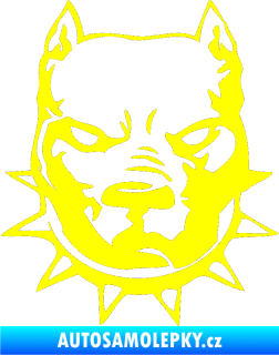 Samolepka Pitbull hlava 002 levá žlutá citron