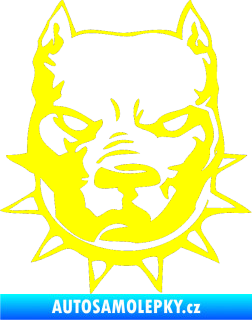 Samolepka Pitbull hlava 002 pravá žlutá citron