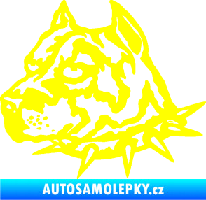 Samolepka Pitbull hlava 006 levá žlutá citron