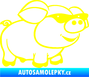 Samolepka Prase 006 pravá frajer v brýlích žlutá citron