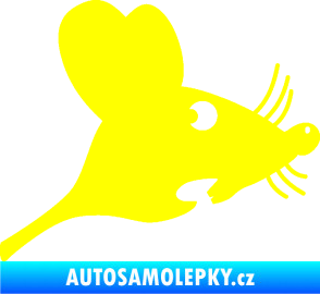 Samolepka Překvapená myš pravá žlutá citron