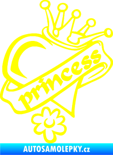 Samolepka Princess nápis v srdíčku žlutá citron