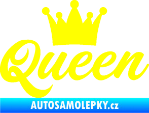 Samolepka Queen nápis s korunou žlutá citron