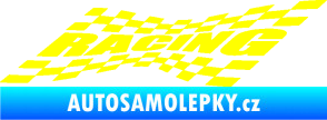 Samolepka Racing nápis v šachovnici žlutá citron
