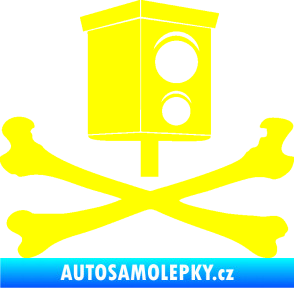 Samolepka Radar a zkřížené kosti pravá žlutá citron