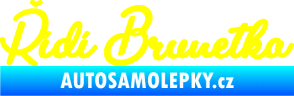 Samolepka Řídí brunetka nápis žlutá citron